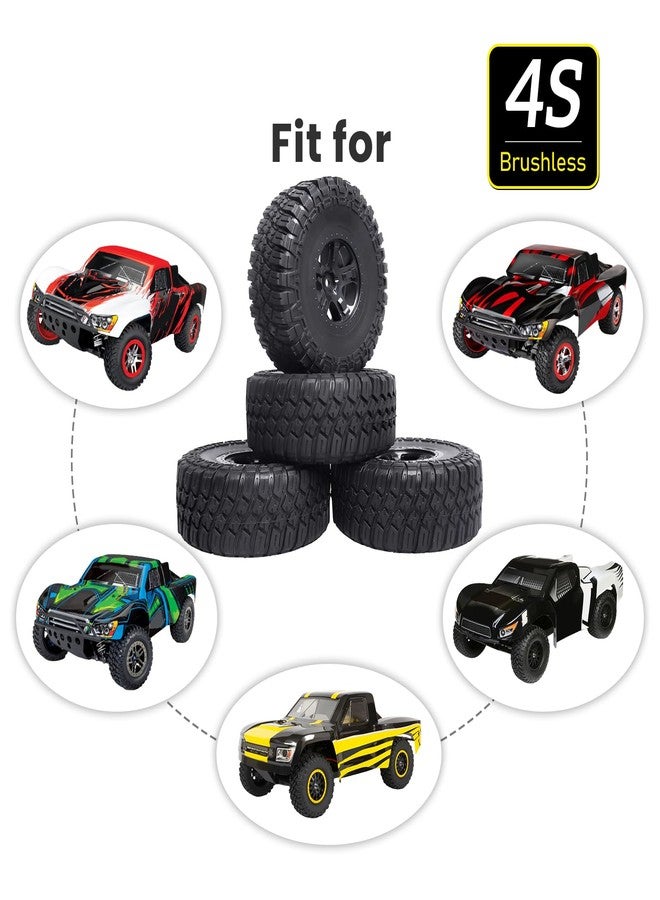 Hobbyfire Height 4.72 inches (120mm) 1/10 Short Course Truck Tires and Wheel Rims 12mm Hex with Foam Inserts for for All Terrain, Set of 4 (Style B) - Image 3